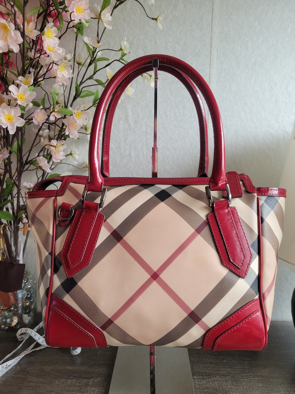 Burberry Red Trim Tote Bag